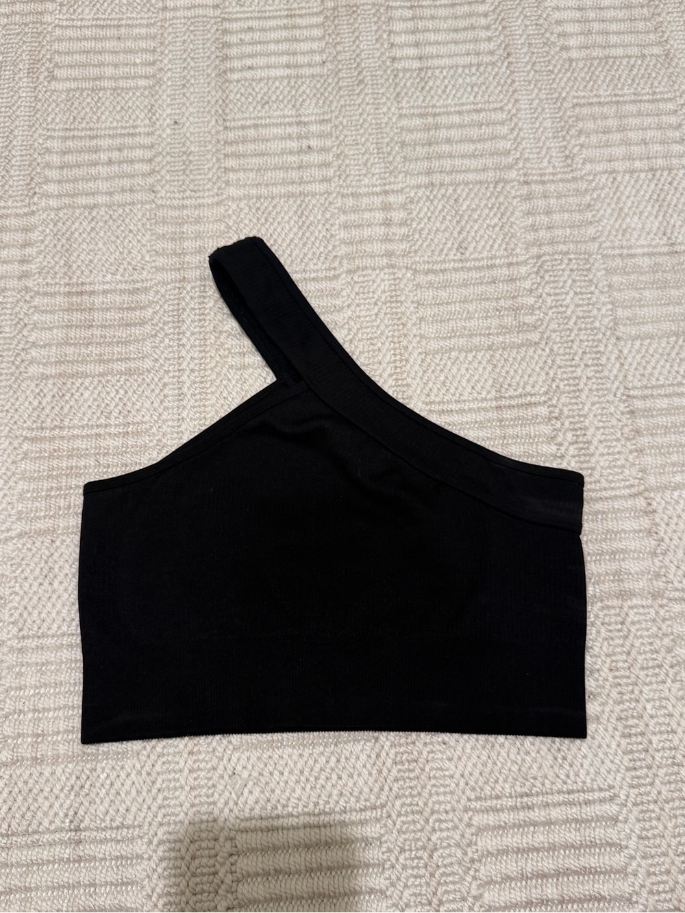 Black One Shoulder Sports Bra